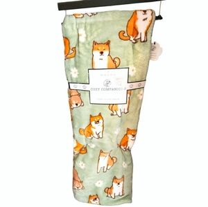SOLD OUT Spring Corgi and Daisies Shiba Plush Throw Blanket